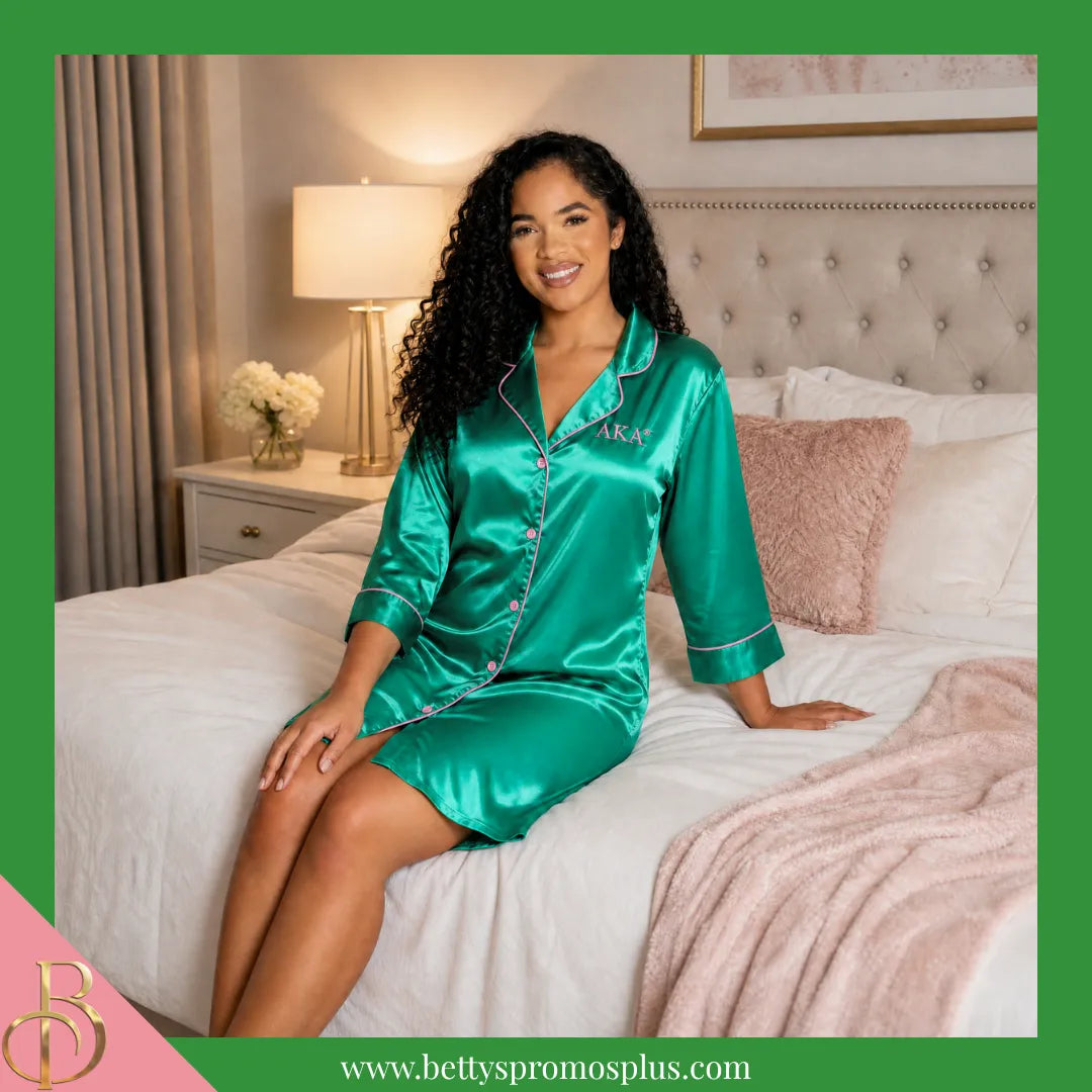 Alpha Kappa Alpha AKA Nightshirt Pajama Night Shirt Gown-Alpha Kappa Alpha Paraphernalia-Alpha Kappa Alpha Pajamas-Betty's Promos Plus