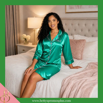 Alpha Kappa Alpha AKA Nightshirt Pajama Night Shirt Gown-Alpha Kappa Alpha Paraphernalia-Alpha Kappa Alpha Pajamas-Betty's Promos Plus