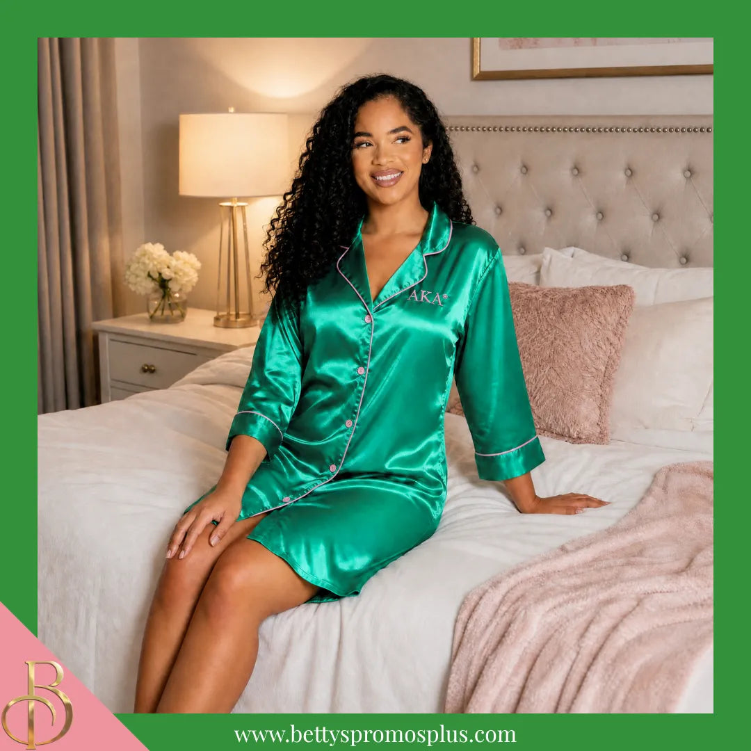 Alpha Kappa Alpha AKA Nightshirt Pajama Night Shirt Gown-Alpha Kappa Alpha Paraphernalia-Alpha Kappa Alpha Pajamas-Betty's Promos Plus