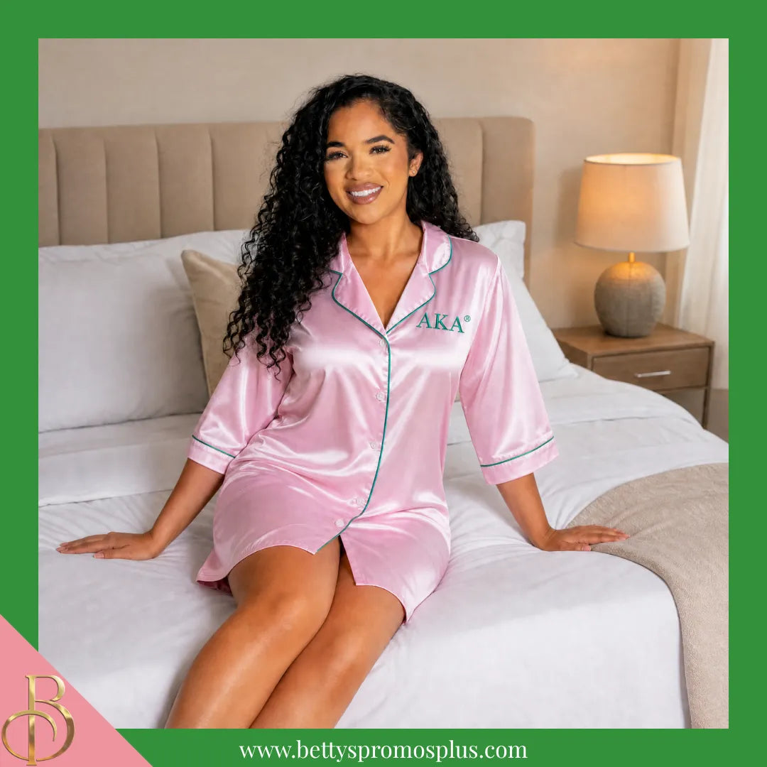 Alpha Kappa Alpha AKA Nightshirt Pajama Night Shirt Gown-Alpha Kappa Alpha Paraphernalia-Alpha Kappa Alpha Pajamas-Betty's Promos Plus