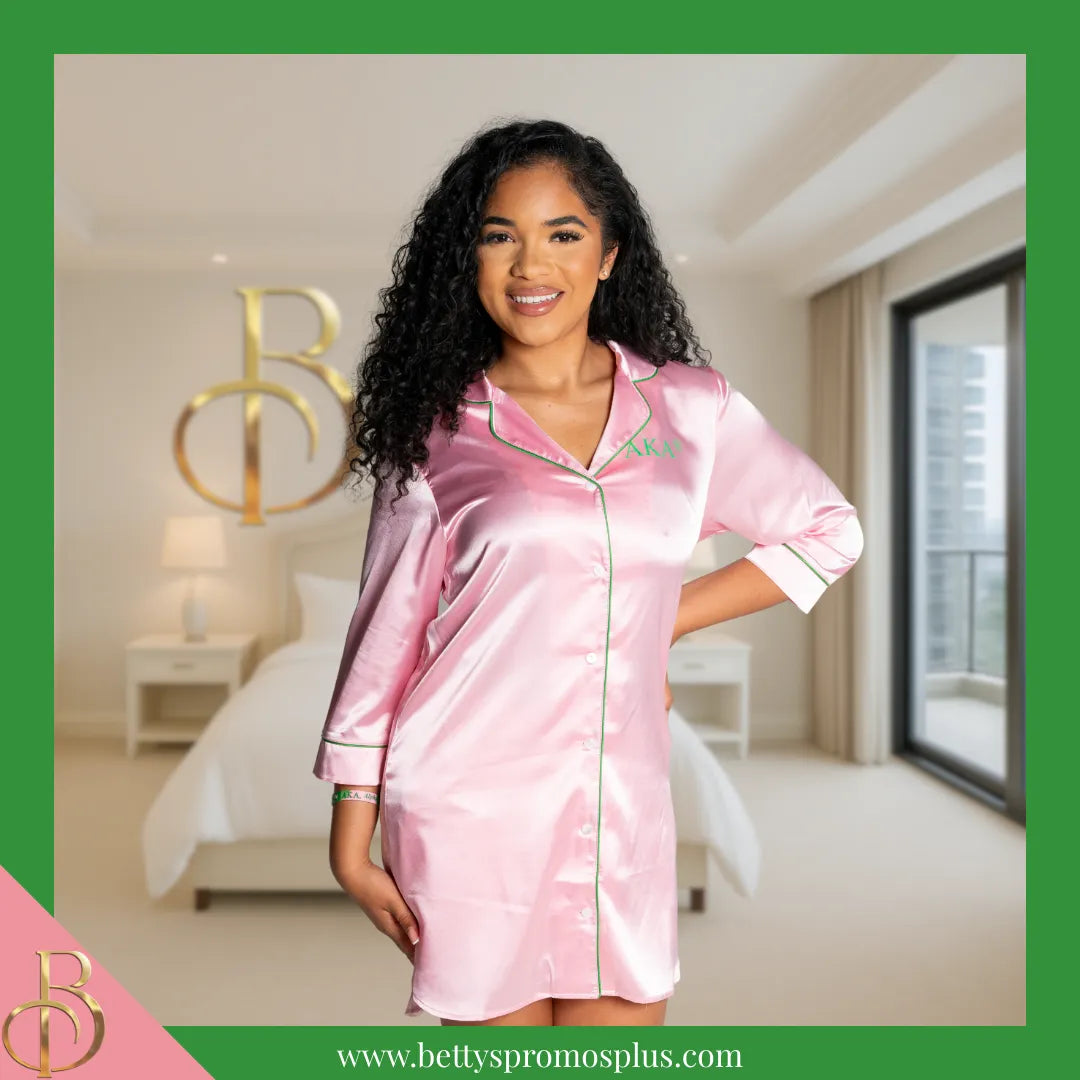 Alpha Kappa Alpha AKA Nightshirt Pajama Night Shirt Gown-Alpha Kappa Alpha Paraphernalia-Alpha Kappa Alpha Pajamas-Betty's Promos Plus