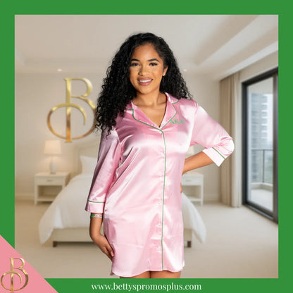 Alpha Kappa Alpha AKA Nightshirt Pajama Night Shirt Gown-Alpha Kappa Alpha Paraphernalia-Alpha Kappa Alpha Pajamas-Betty's Promos Plus