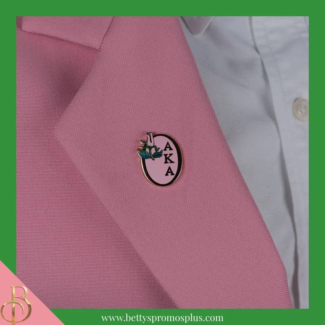 Alpha Kappa Alpha AKA Oval Rose Lapel Pin-Alpha Kappa Alpha Paraphernalia-Alpha Kappa Alpha Lapel Pin-Betty's Promos Plus