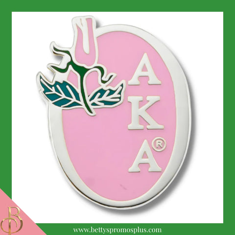 Alpha Kappa Alpha AKA Oval Rose Lapel Pin-Pink-Alpha Kappa Alpha Paraphernalia-Alpha Kappa Alpha Lapel Pin-Betty's Promos Plus