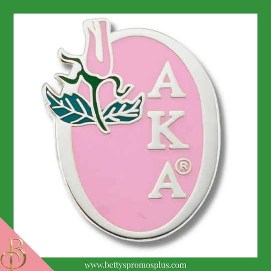 Alpha Kappa Alpha AKA Oval Rose Lapel Pin-Pink-Alpha Kappa Alpha Paraphernalia-Alpha Kappa Alpha Lapel Pin-Betty's Promos Plus