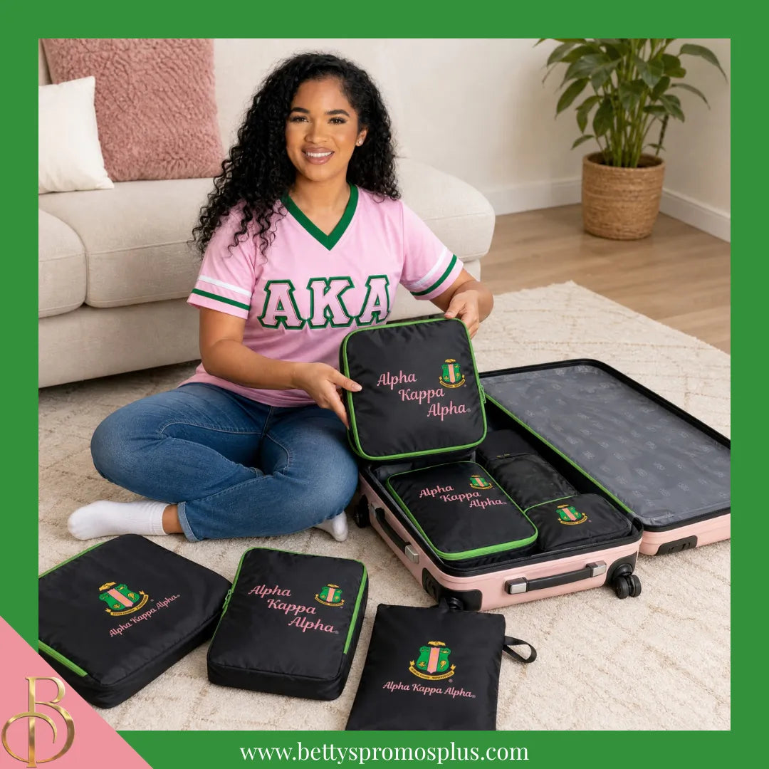 Alpha Kappa Alpha AKA Packing Cube Set-Alpha Kappa Alpha Paraphernalia-Alpha Kappa Alpha Bags/Purses-Betty's Promos Plus
