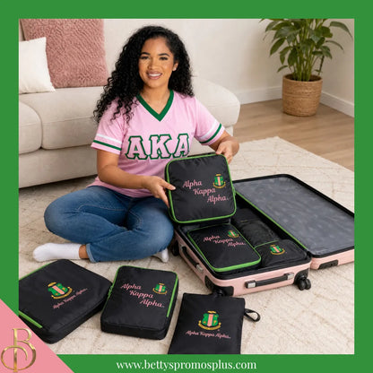 Alpha Kappa Alpha AKA Packing Cube Set-Alpha Kappa Alpha Paraphernalia-Alpha Kappa Alpha Bags/Purses-Betty's Promos Plus
