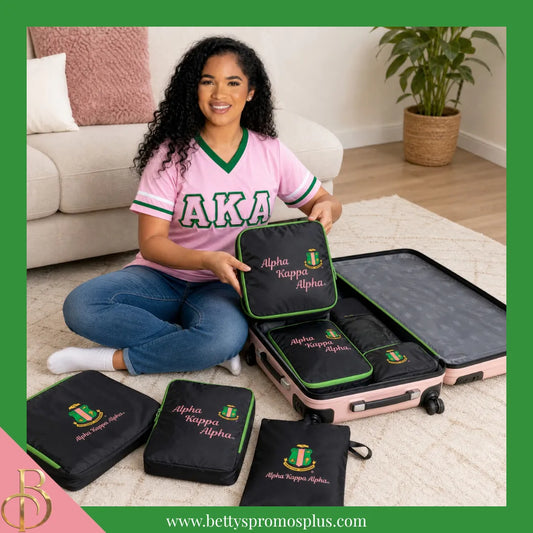 Alpha Kappa Alpha AKA Packing Cube Set-Alpha Kappa Alpha Paraphernalia-Alpha Kappa Alpha Bags/Purses-Betty's Promos Plus