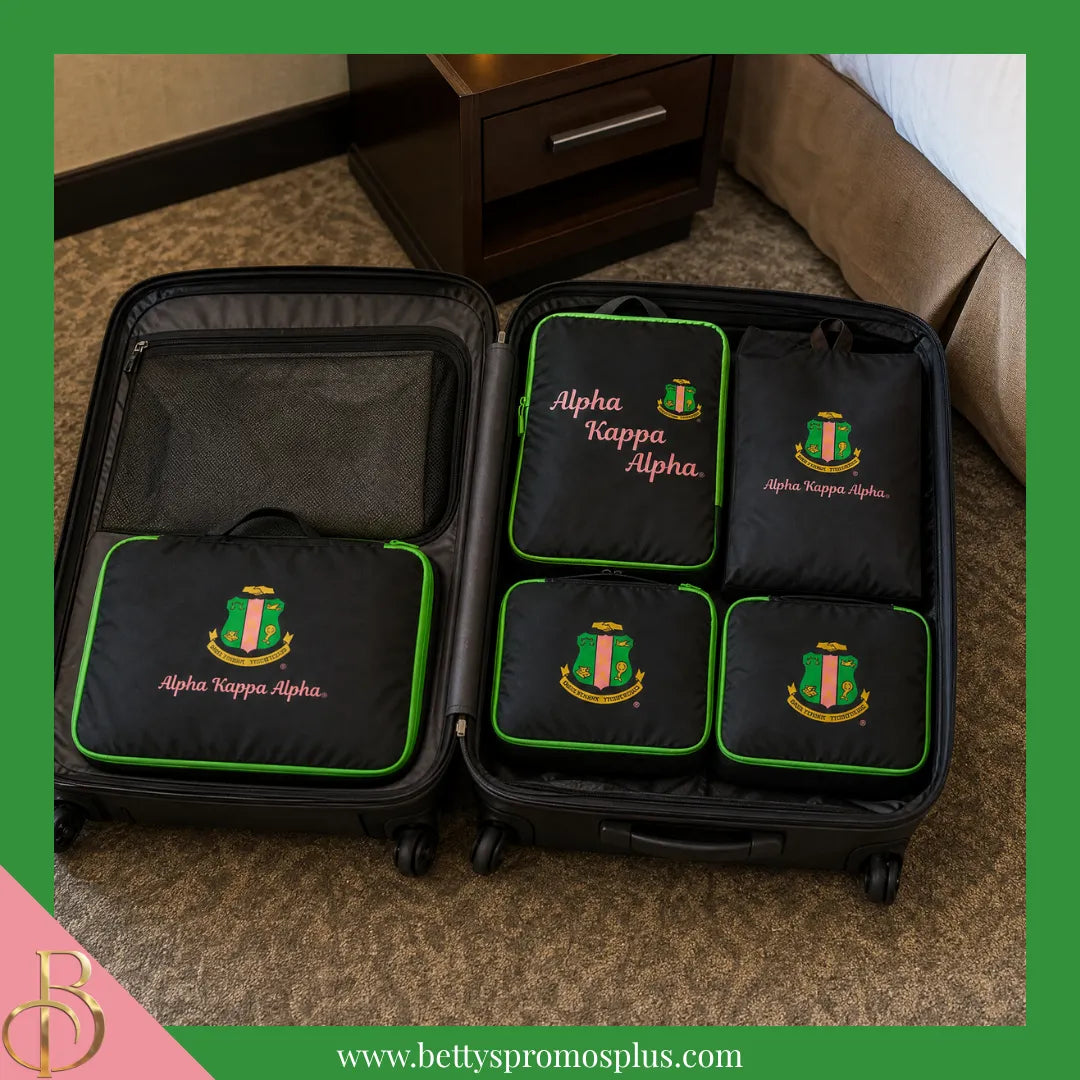 Alpha Kappa Alpha AKA Packing Cube Set-Alpha Kappa Alpha Paraphernalia-Alpha Kappa Alpha Bags/Purses-Betty's Promos Plus