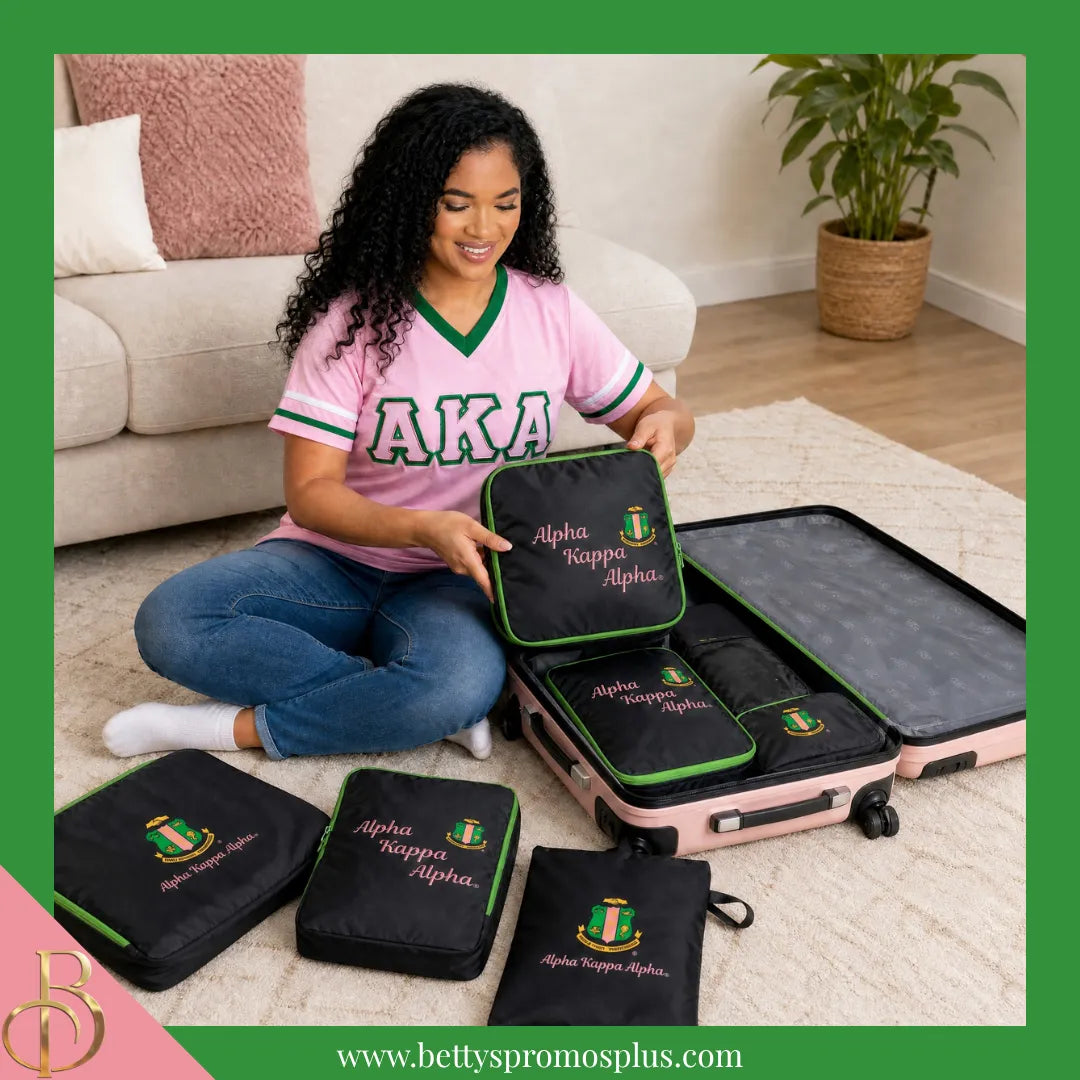 Alpha Kappa Alpha AKA Packing Cube Set-Alpha Kappa Alpha Paraphernalia-Alpha Kappa Alpha Bags/Purses-Betty's Promos Plus