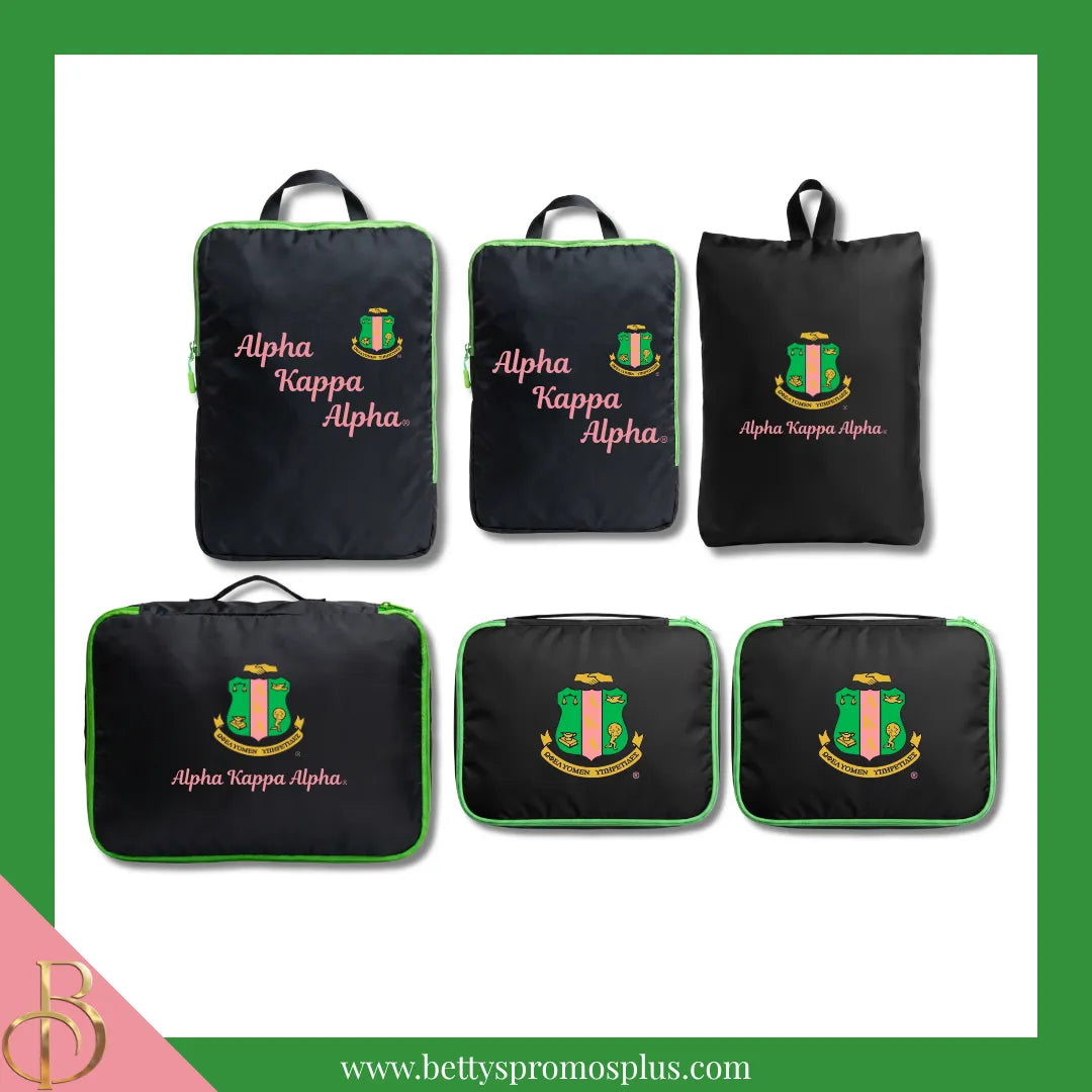 Alpha Kappa Alpha AKA Packing Cube Set-Black-Alpha Kappa Alpha Paraphernalia-Alpha Kappa Alpha Bags/Purses-Betty's Promos Plus