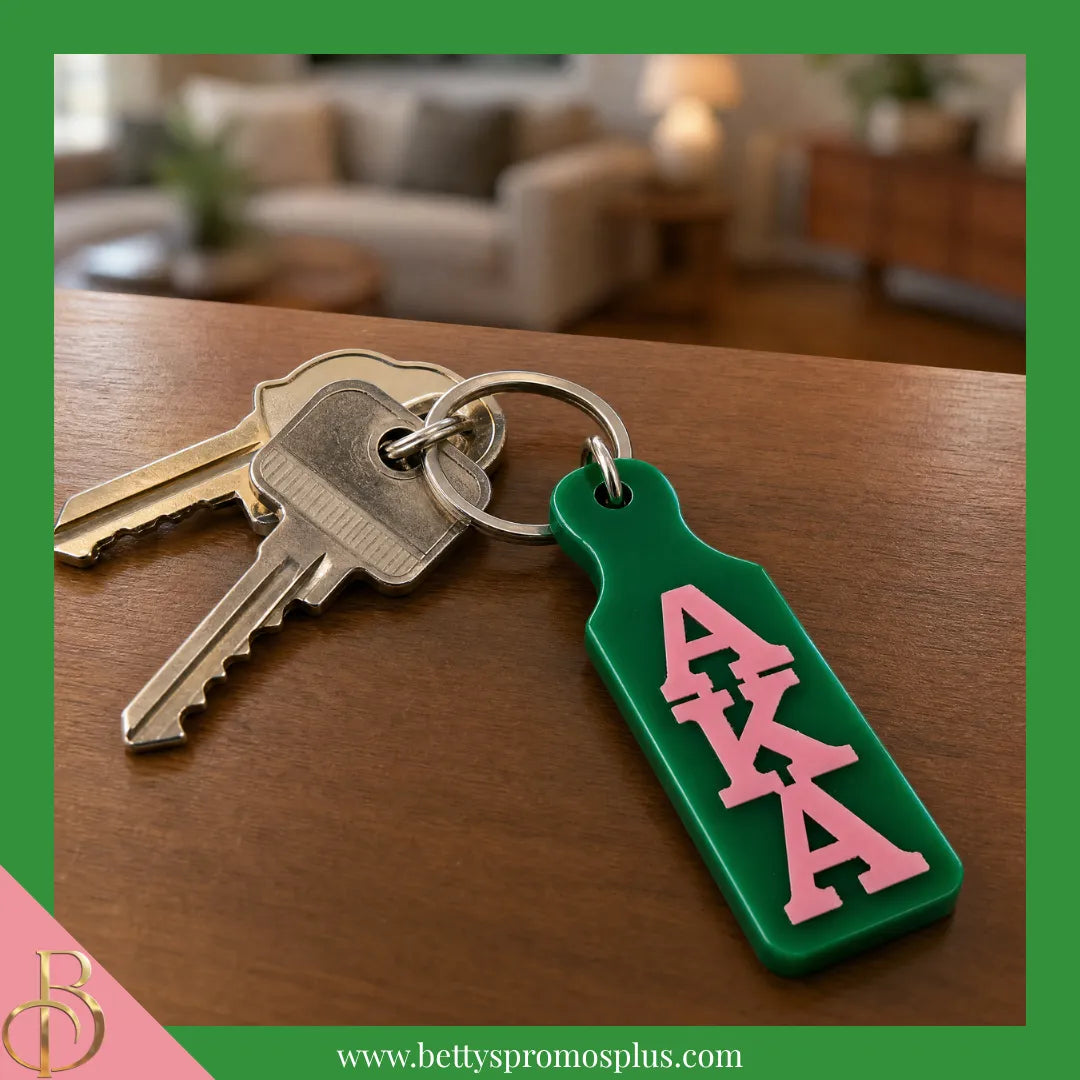 Alpha Kappa Alpha AKA Paddle Acrylic Keychain-Alpha Kappa Alpha Paraphernalia-Alpha Kappa Alpha Keychain-Betty's Promos Plus