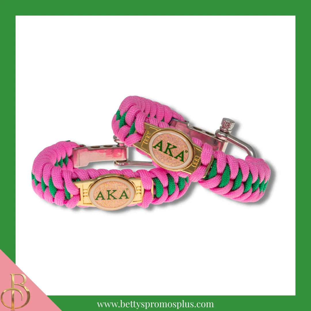 Alpha Kappa Alpha AKA Paracord Survival Bracelet-Alpha Kappa Alpha Paraphernalia-Alpha Kappa Alpha Bracelet-Betty's Promos Plus