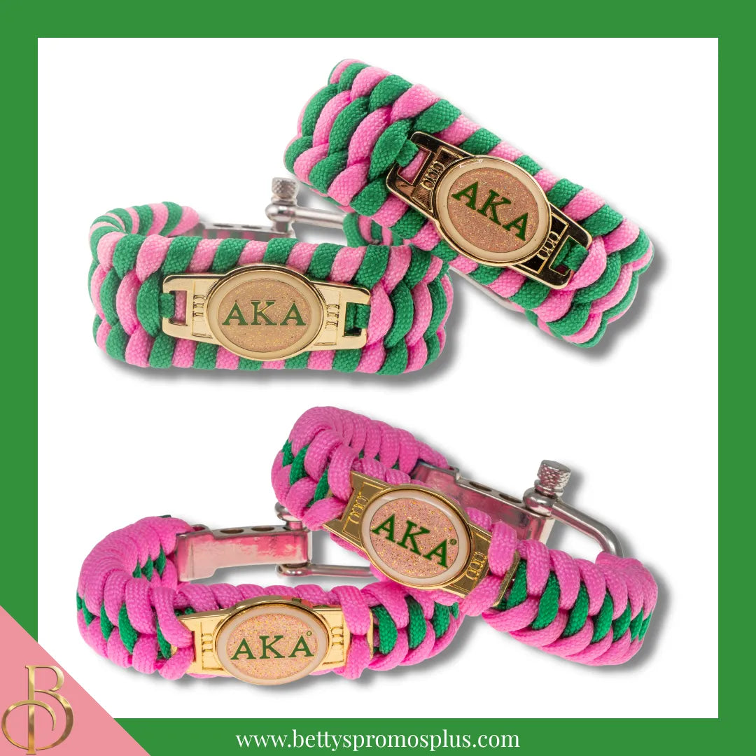 Alpha Kappa Alpha AKA Paracord Survival Bracelet-Alpha Kappa Alpha Paraphernalia-Alpha Kappa Alpha Bracelet-Betty's Promos Plus