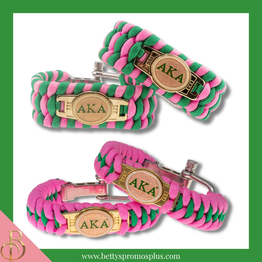 Alpha Kappa Alpha AKA Paracord Survival Bracelet-Alpha Kappa Alpha Paraphernalia-Alpha Kappa Alpha Bracelet-Betty's Promos Plus
