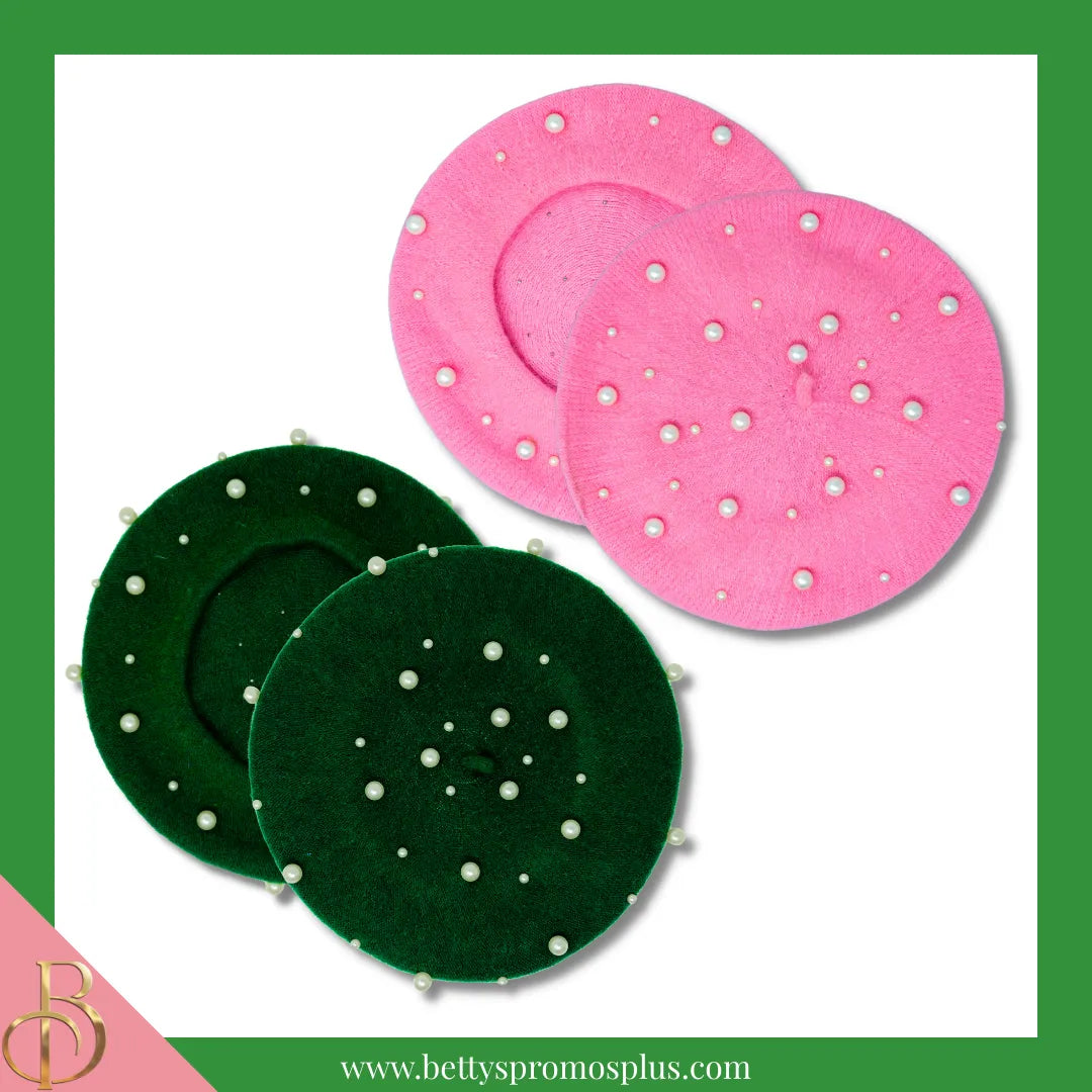 Alpha Kappa Alpha AKA Pearl Beret Wool Tam-Alpha Kappa Alpha Paraphernalia-Alpha Kappa Alpha Hats-Betty's Promos Plus