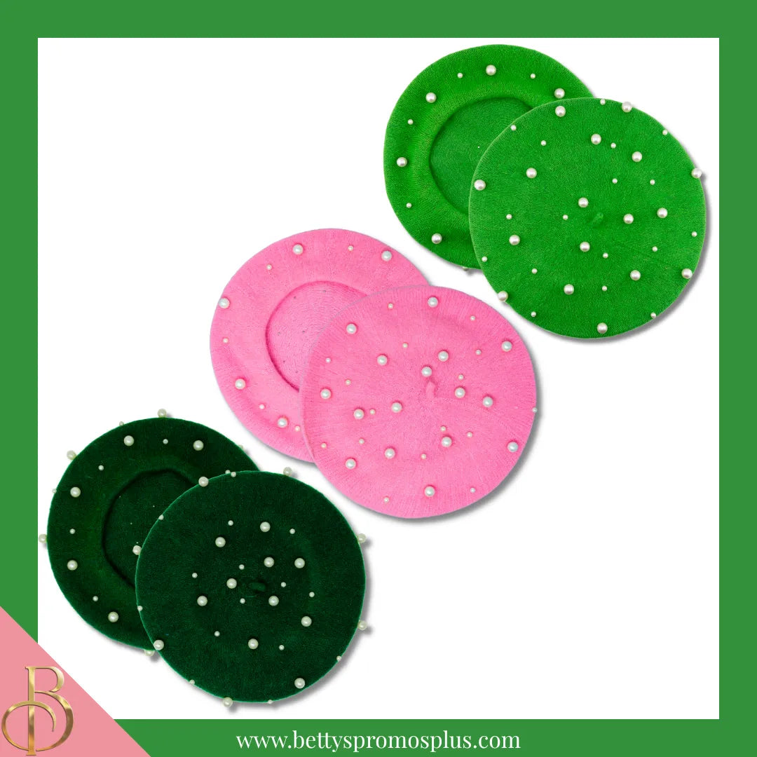 Alpha Kappa Alpha AKA Pearl Beret Wool Tam-Alpha Kappa Alpha Paraphernalia-Alpha Kappa Alpha Hats-Betty's Promos Plus