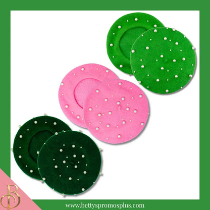 Alpha Kappa Alpha AKA Pearl Beret Wool Tam-Alpha Kappa Alpha Paraphernalia-Alpha Kappa Alpha Hats-Betty's Promos Plus