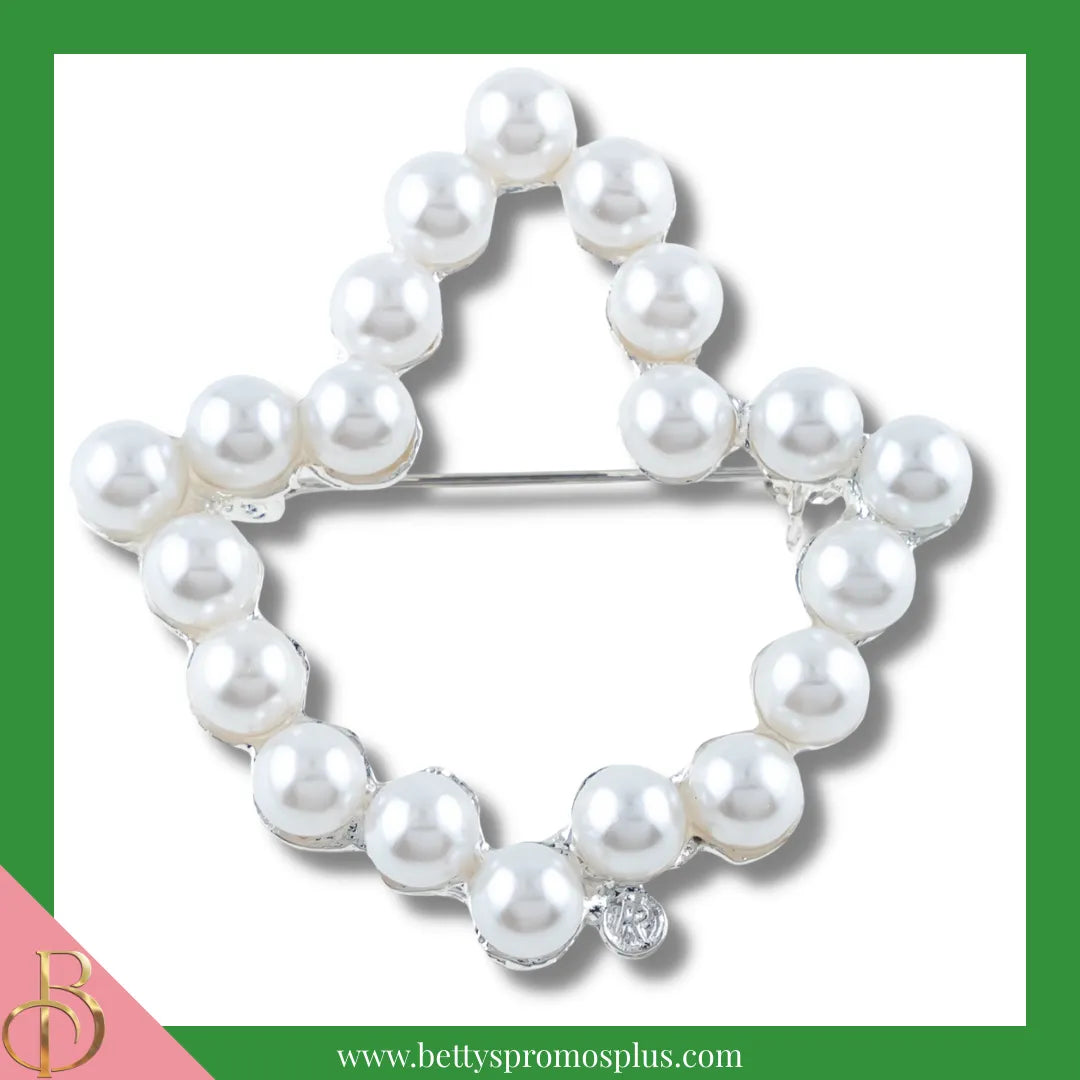 Alpha Kappa Alpha AKA Pearl Ivy-Shaped Rhinestone Pin-Silver-Alpha Kappa Alpha Paraphernalia-Alpha Kappa Alpha Rhinestone Pin-Betty's Promos Plus