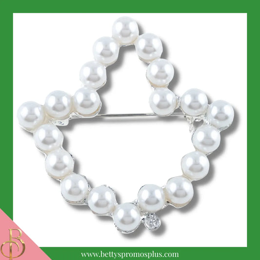 Alpha Kappa Alpha AKA Pearl Ivy-Shaped Rhinestone Pin-Silver-Alpha Kappa Alpha Paraphernalia-Alpha Kappa Alpha Rhinestone Pin-Betty's Promos Plus