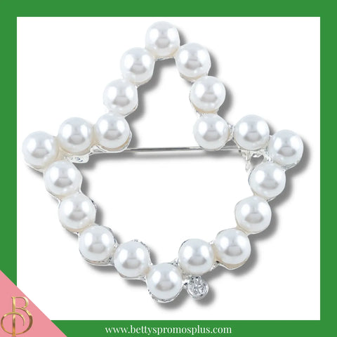 Alpha Kappa Alpha AKA Pearl Ivy-Shaped Rhinestone Pin-Silver-Alpha Kappa Alpha Paraphernalia-Alpha Kappa Alpha Rhinestone Pin-Betty's Promos Plus