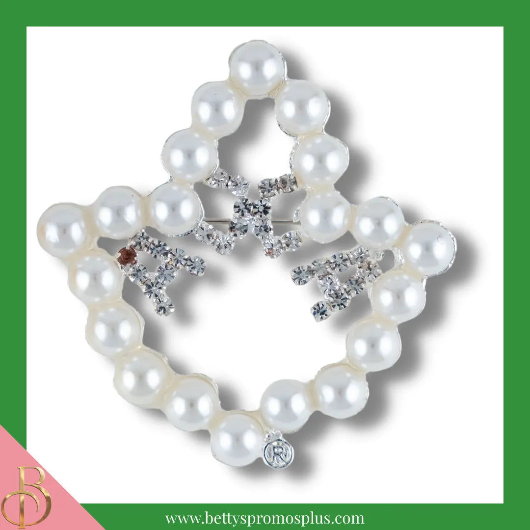 Alpha Kappa Alpha AKA Pearl Ivy-Shaped Rhinestone Pin with Letters-Alpha Kappa Alpha Paraphernalia-Alpha Kappa Alpha Rhinestone Pin-Betty's Promos Plus