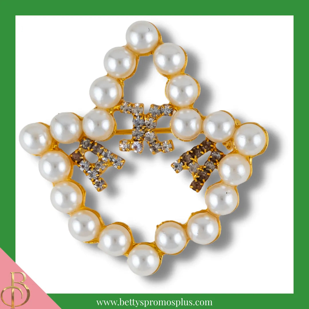 Alpha Kappa Alpha AKA Pearl Ivy-Shaped Rhinestone Pin with Letters-Alpha Kappa Alpha Paraphernalia-Alpha Kappa Alpha Rhinestone Pin-Betty's Promos Plus