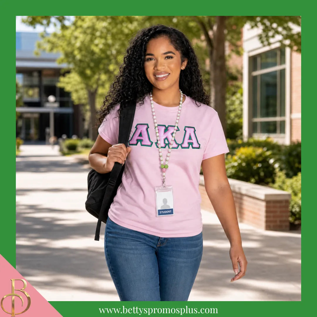 Alpha Kappa Alpha AKA Pearl Lanyard with Rhinestone Spacers-Alpha Kappa Alpha Paraphernalia-Alpha Kappa Alpha Lanyards-Betty's Promos Plus