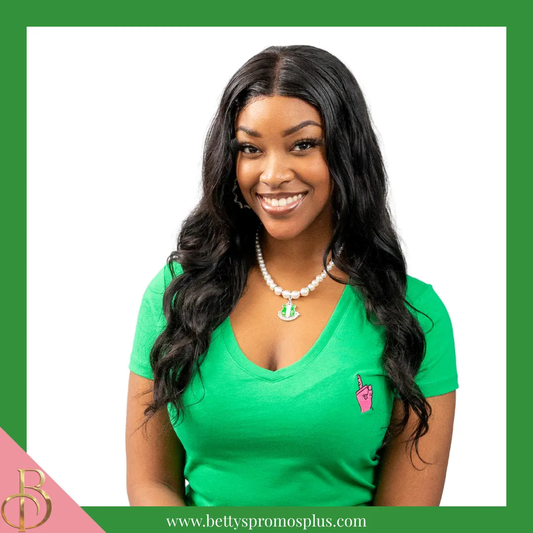 Alpha Kappa Alpha AKA Pearl Necklace with Shield Charm-Alpha Kappa Alpha Paraphernalia-Alpha Kappa Alpha Necklace-Betty's Promos Plus