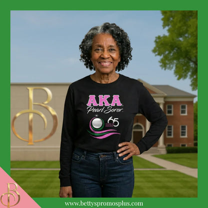 Alpha Kappa Alpha AKA Pearl Soror 65 Years of Service T-Shirt-Alpha Kappa Alpha Paraphernalia-Alpha Kappa Alpha T-Shirts-Betty's Promos Plus