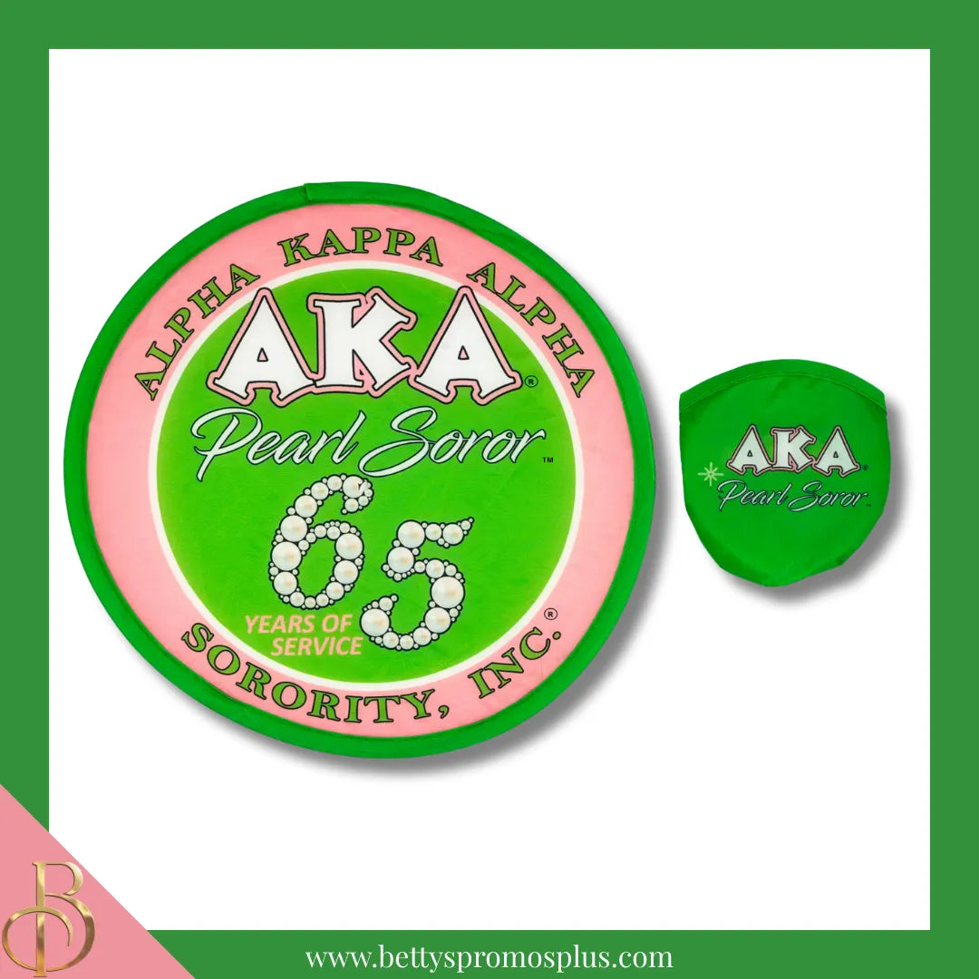 Alpha Kappa Alpha AKA Pearl Soror Collapsible Fan, Pop Up Fan, Foldable Nylon Fan-Alpha Kappa Alpha Paraphernalia-Alpha Kappa Alpha Fan-Betty's Promos Plus