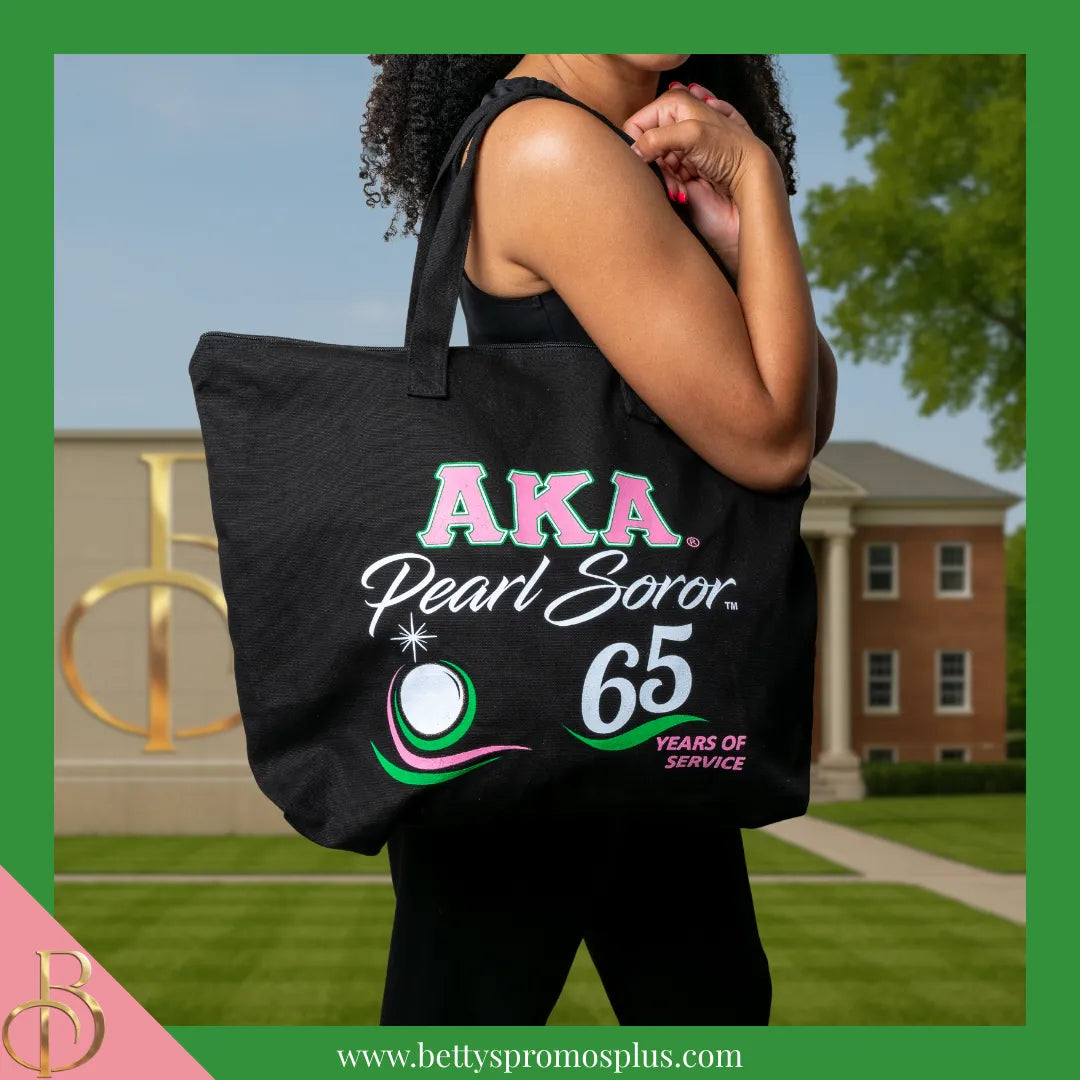 Alpha Kappa Alpha AKA Pearl Soror Screen Printed Tote Bag-Alpha Kappa Alpha Paraphernalia-Alpha Kappa Alpha Tote Bags-Betty's Promos Plus