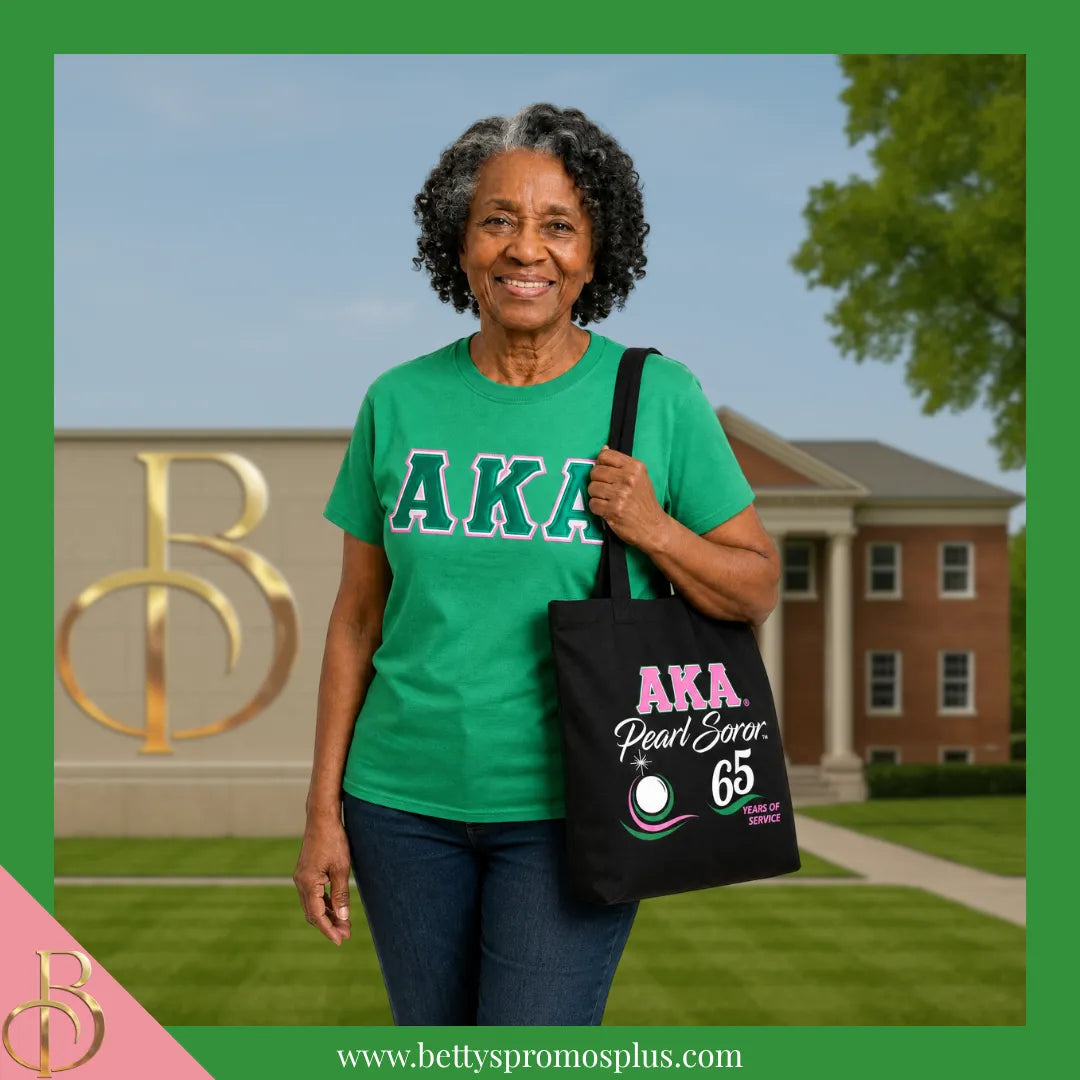 Alpha Kappa Alpha AKA Pearl Soror Screen Printed Tote Bag-Alpha Kappa Alpha Paraphernalia-Alpha Kappa Alpha Tote Bags-Betty's Promos Plus