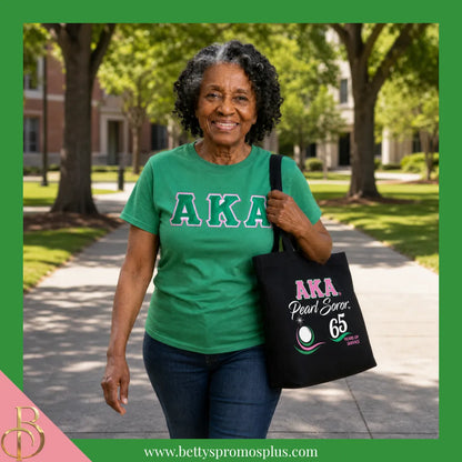 Alpha Kappa Alpha AKA Pearl Soror Screen Printed Tote Bag-Alpha Kappa Alpha Paraphernalia-Alpha Kappa Alpha Tote Bags-Betty's Promos Plus