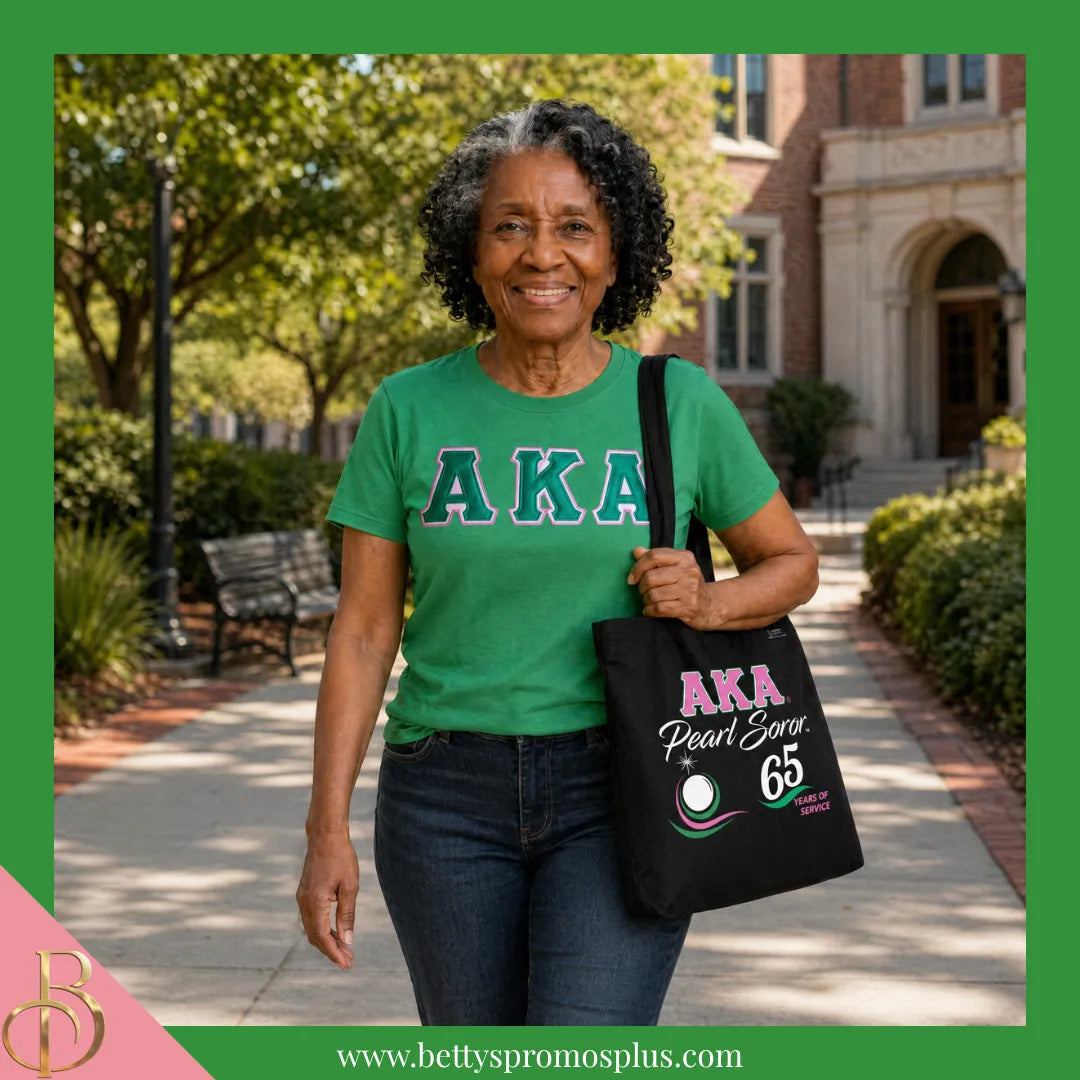 Alpha Kappa Alpha AKA Pearl Soror Screen Printed Tote Bag-Alpha Kappa Alpha Paraphernalia-Alpha Kappa Alpha Tote Bags-Betty's Promos Plus