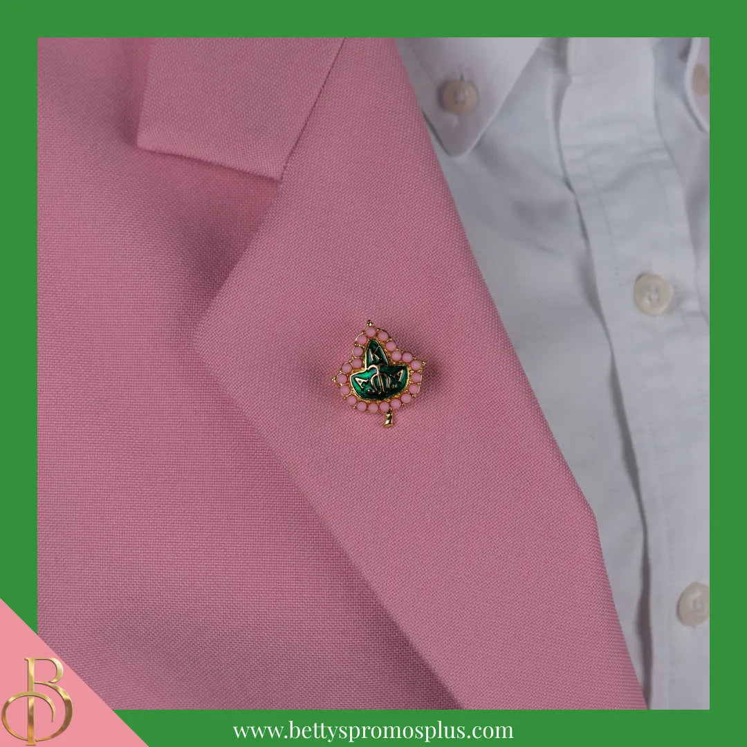 Alpha Kappa Alpha AKA Pink & Green Pearl Ivy Greek Lapel Pin-Alpha Kappa Alpha Paraphernalia-Alpha Kappa Alpha Lapel Pin-Betty's Promos Plus