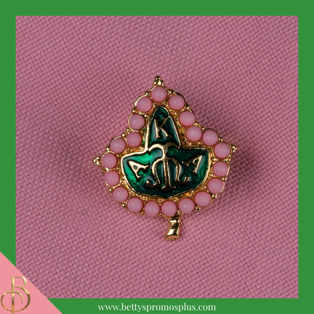 Alpha Kappa Alpha AKA Pink & Green Pearl Ivy Greek Lapel Pin-Alpha Kappa Alpha Paraphernalia-Alpha Kappa Alpha Lapel Pin-Betty's Promos Plus