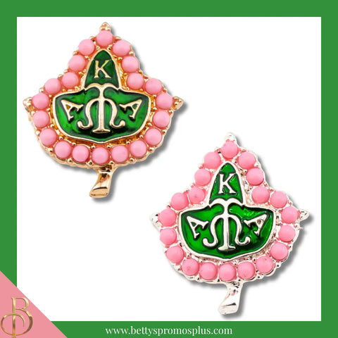 Alpha Kappa Alpha AKA Pink & Green Pearl Ivy Greek Lapel Pin-Alpha Kappa Alpha Paraphernalia-Alpha Kappa Alpha Lapel Pin-Betty's Promos Plus