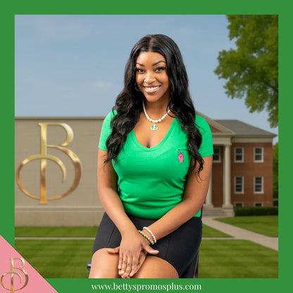 Alpha Kappa Alpha AKA Pinky Embroidered T-Shirt-Alpha Kappa Alpha Paraphernalia-Alpha Kappa Alpha T-Shirts-Betty's Promos Plus