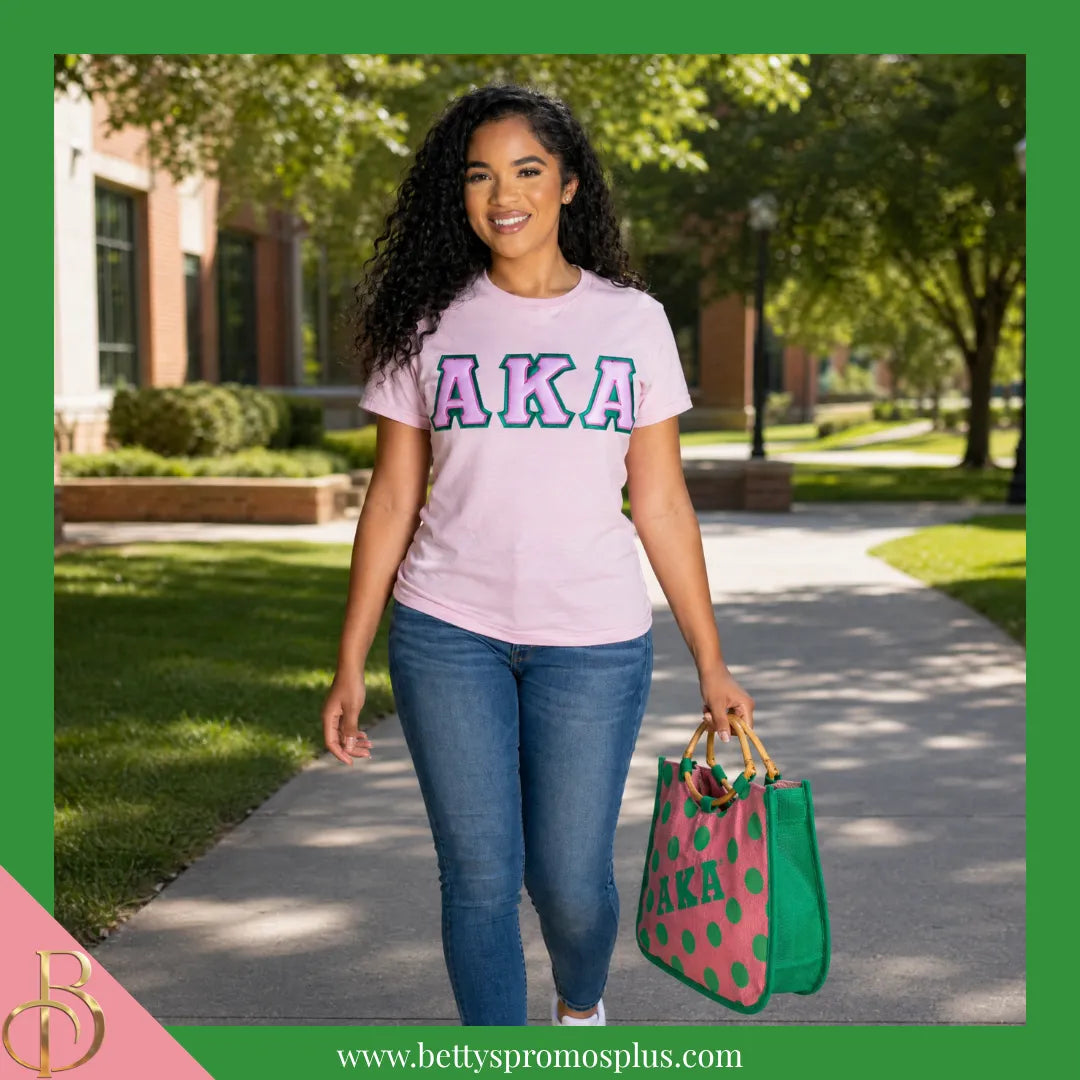 Alpha Kappa Alpha AKA Polka Dot Sorority Jute Bag-Alpha Kappa Alpha Paraphernalia-Alpha Kappa Alpha Purses-Betty's Promos Plus