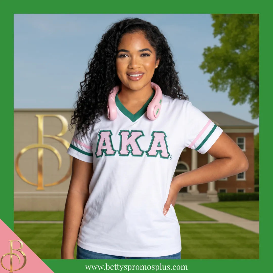 Alpha Kappa Alpha AKA Portable Bladeless Rechargeable Hands-Free Neck Fan-Alpha Kappa Alpha Paraphernalia-Alpha Kappa Alpha Fan-Betty's Promos Plus