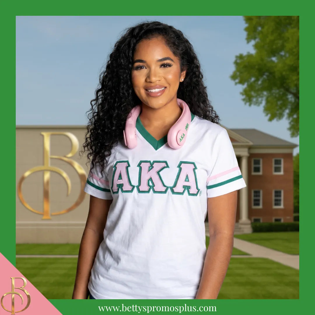 Alpha Kappa Alpha AKA Portable Bladeless Rechargeable Hands-Free Neck Fan-Alpha Kappa Alpha Paraphernalia-Alpha Kappa Alpha Fan-Betty's Promos Plus