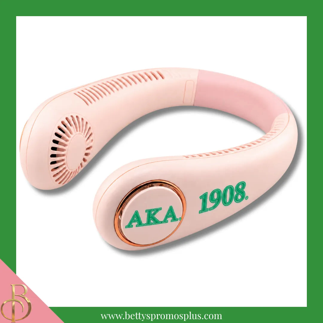 Alpha Kappa Alpha AKA Portable Bladeless Rechargeable Hands-Free Neck Fan-Alpha Kappa Alpha Paraphernalia-Alpha Kappa Alpha Fan-Betty's Promos Plus