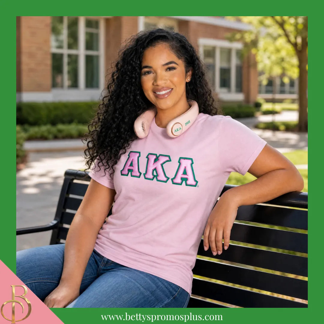 Alpha Kappa Alpha AKA Portable Bladeless Rechargeable Hands-Free Neck Fan-Alpha Kappa Alpha Paraphernalia-Alpha Kappa Alpha Fan-Betty's Promos Plus
