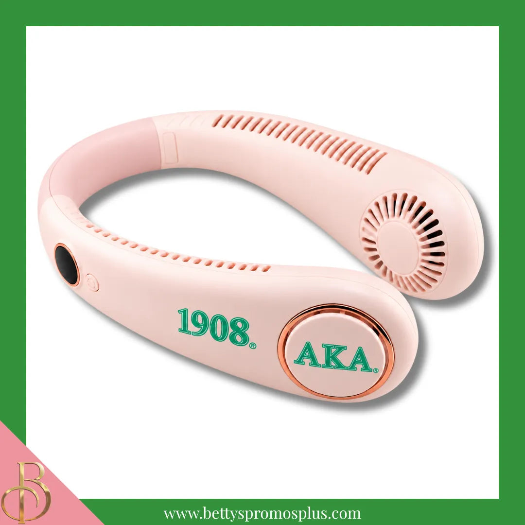 Alpha Kappa Alpha AKA Portable Bladeless Rechargeable Hands-Free Neck Fan-Alpha Kappa Alpha Paraphernalia-Alpha Kappa Alpha Fan-Betty's Promos Plus
