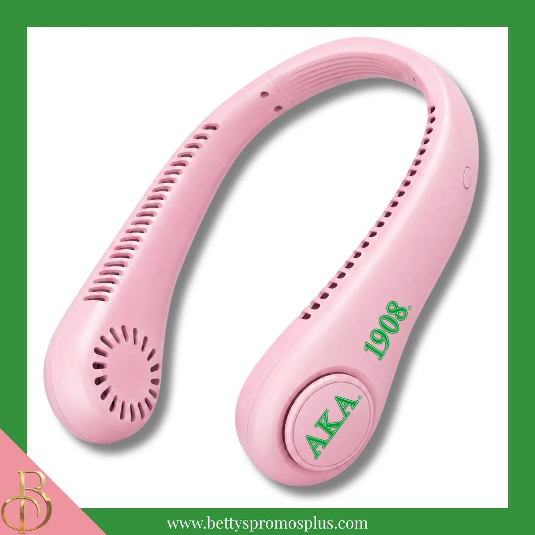 Alpha Kappa Alpha AKA Portable Bladeless Rechargeable Hands-Free Neck Fan-Pink-Alpha Kappa Alpha Paraphernalia-Alpha Kappa Alpha Fan-Betty's Promos Plus