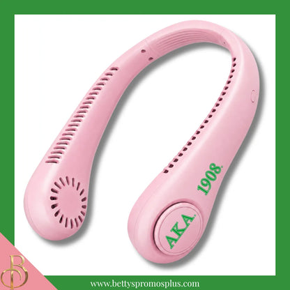 Alpha Kappa Alpha AKA Portable Bladeless Rechargeable Hands-Free Neck Fan-Pink-Alpha Kappa Alpha Paraphernalia-Alpha Kappa Alpha Fan-Betty's Promos Plus