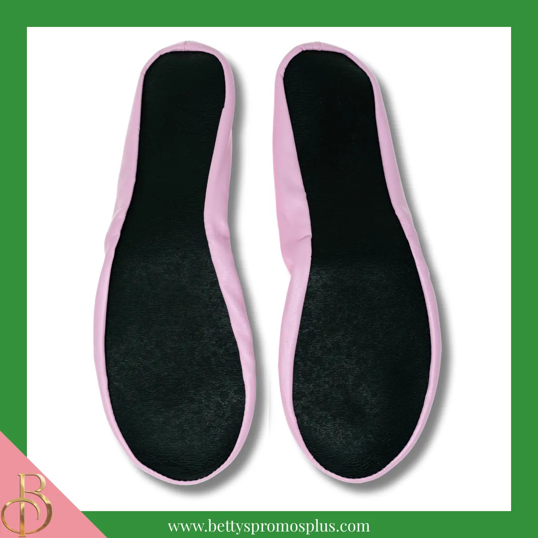 Alpha Kappa Alpha AKA Printed Foldable Ballet Flats with Carrying Case-Alpha Kappa Alpha Paraphernalia-Alpha Kappa Alpha Ballet Flats-Betty's Promos Plus