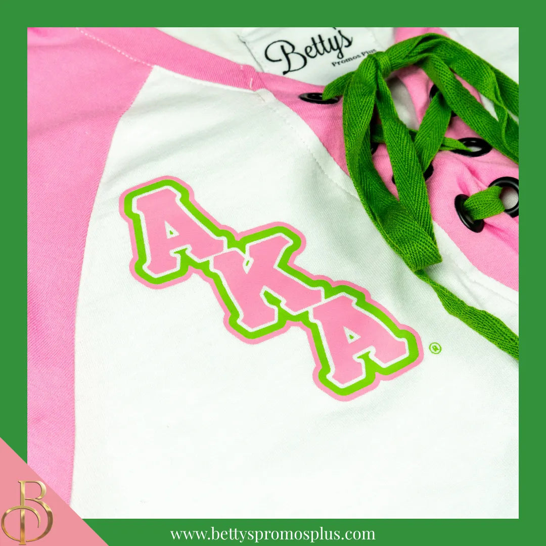 Alpha Kappa Alpha AKA Raglan Sleeve Screen Printed T-Shirt-Alpha Kappa Alpha Paraphernalia-Alpha Kappa Alpha T-Shirts-Betty's Promos Plus