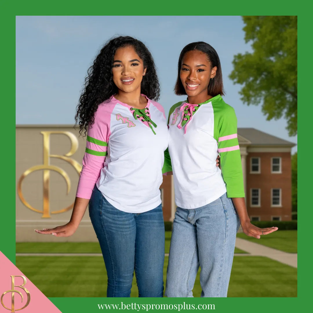 Alpha Kappa Alpha AKA Raglan Sleeve Screen Printed T-Shirt-Alpha Kappa Alpha Paraphernalia-Alpha Kappa Alpha T-Shirts-Betty's Promos Plus
